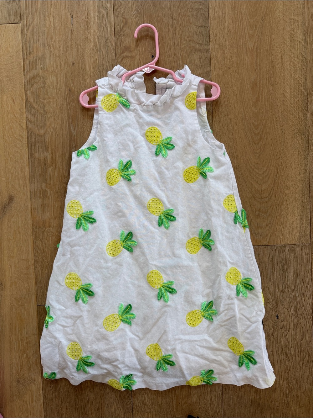 Janie and Jack White Pineapple Embroidered Sun Dress
